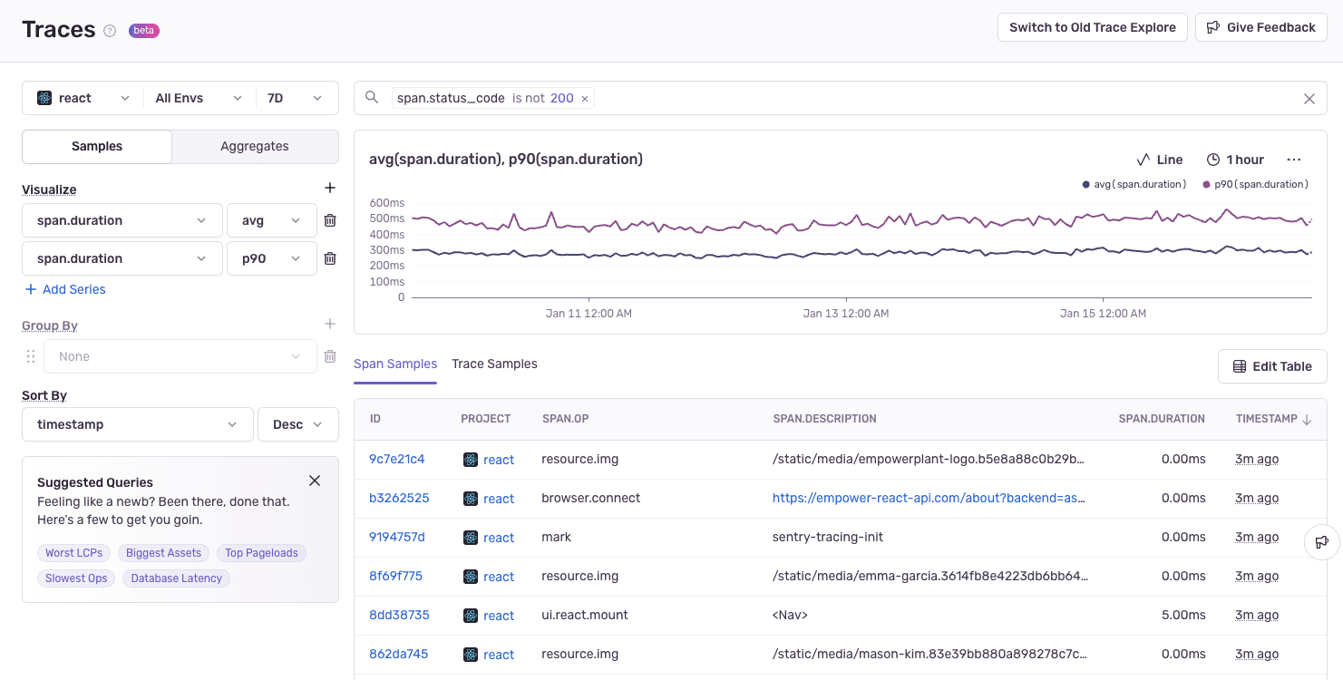 Trace Explorer Screenshot